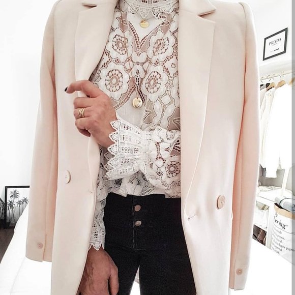 New White Lace Long Sleeve Blouse Top - Picture 2 of 12